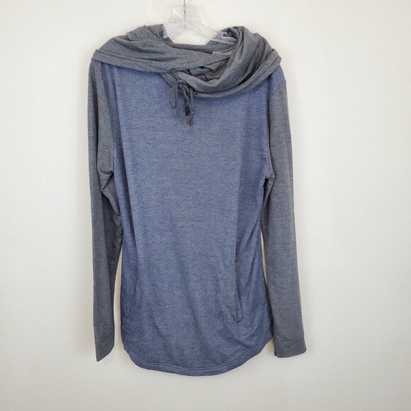 ARSNL Men's cowl neck pullover hoodie in gray and blue - Picture 1 of 10